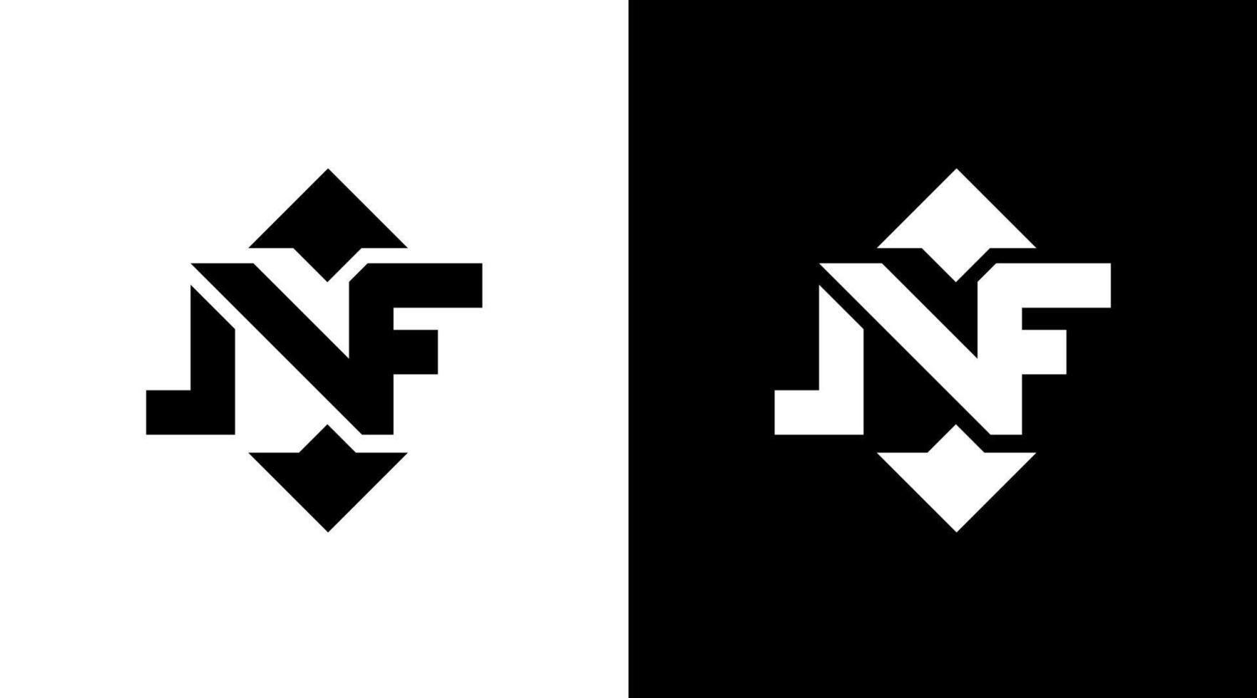 nf logo vecteur monogramme avec La Flèche noir et blanc icône illustration style dessins modèles