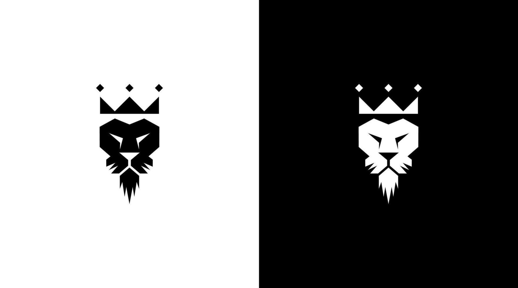 Lion Roi avec couronne logo vecteur monogramme noir et blanc icône style conception modèle