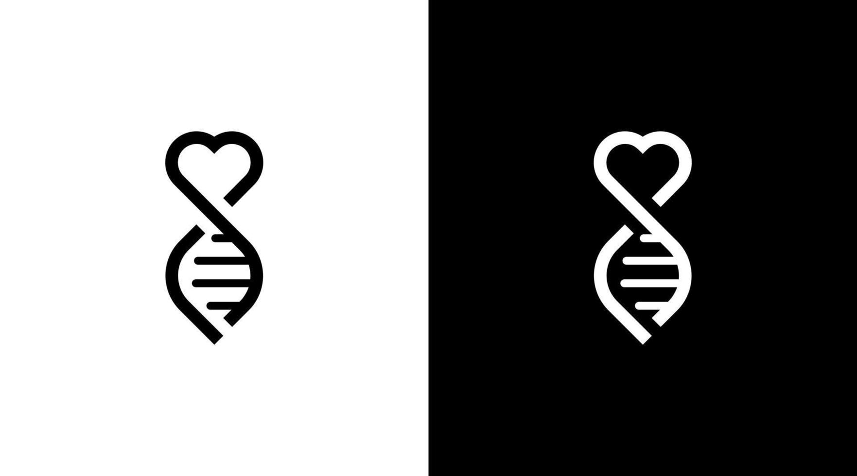 l'amour et ADN logo médical soins de santé noir et blanc icône style conception modèle vecteur