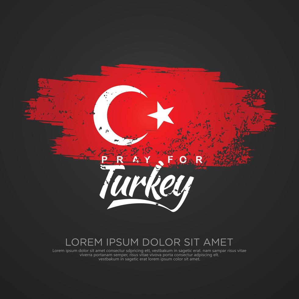 grunge style turc drapeau et carte pour salutation carte vecteur
