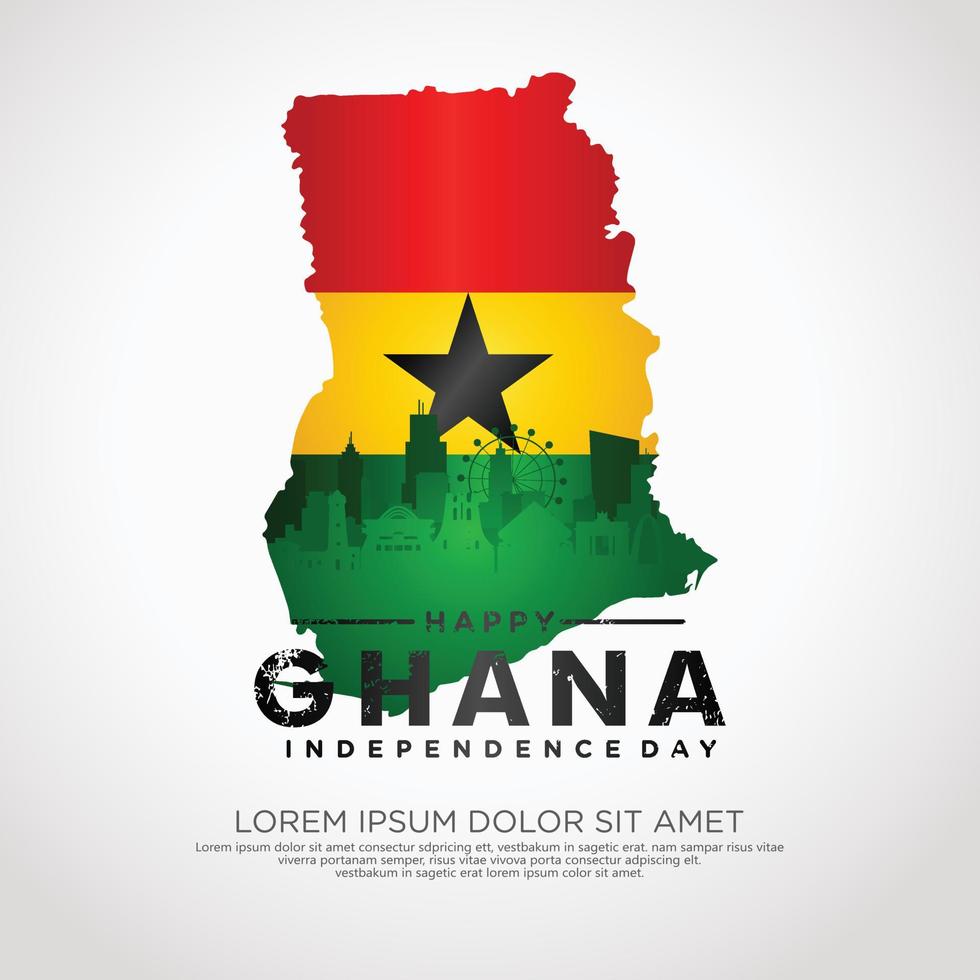 Ghana indépendance journée salutation carte modèle vecteur