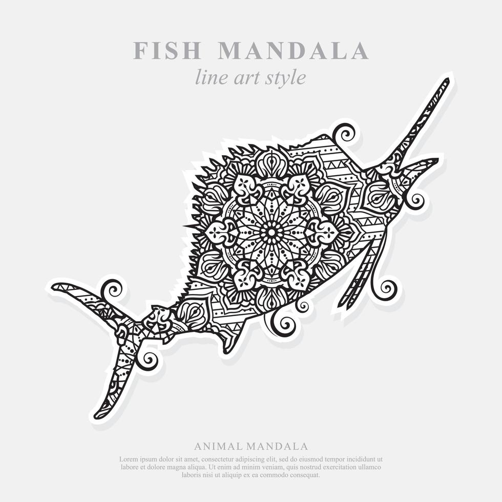 mandala de poisson. éléments décoratifs vintage. motif oriental, illustration vectorielle. vecteur