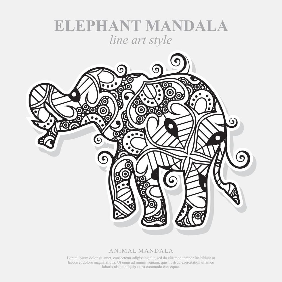 mandala d'éléphant. éléments décoratifs vintage. motif oriental, illustration vectorielle. vecteur