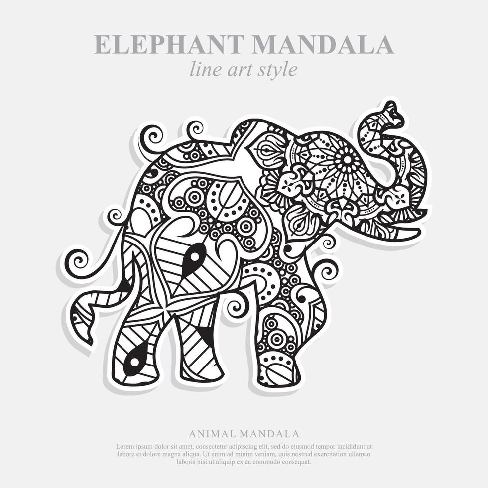 mandala d'éléphant. éléments décoratifs vintage. motif oriental, illustration vectorielle. vecteur