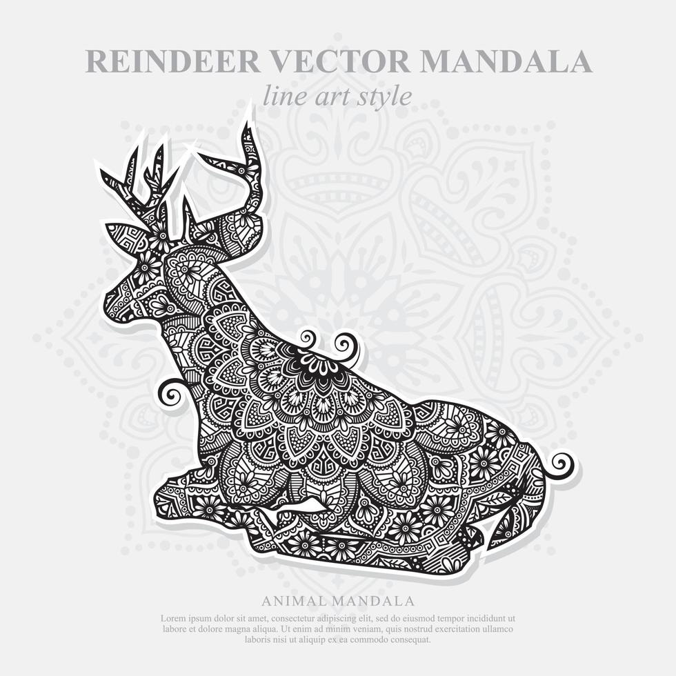 mandala de cerf. éléments décoratifs vintage. motif oriental, illustration vectorielle. vecteur