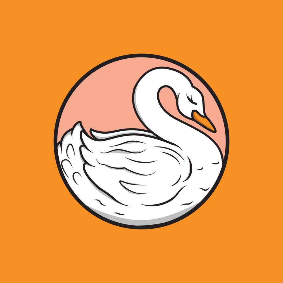 illustration de une blanc cygne en train de dormir solidement sur un Orange Contexte vecteur