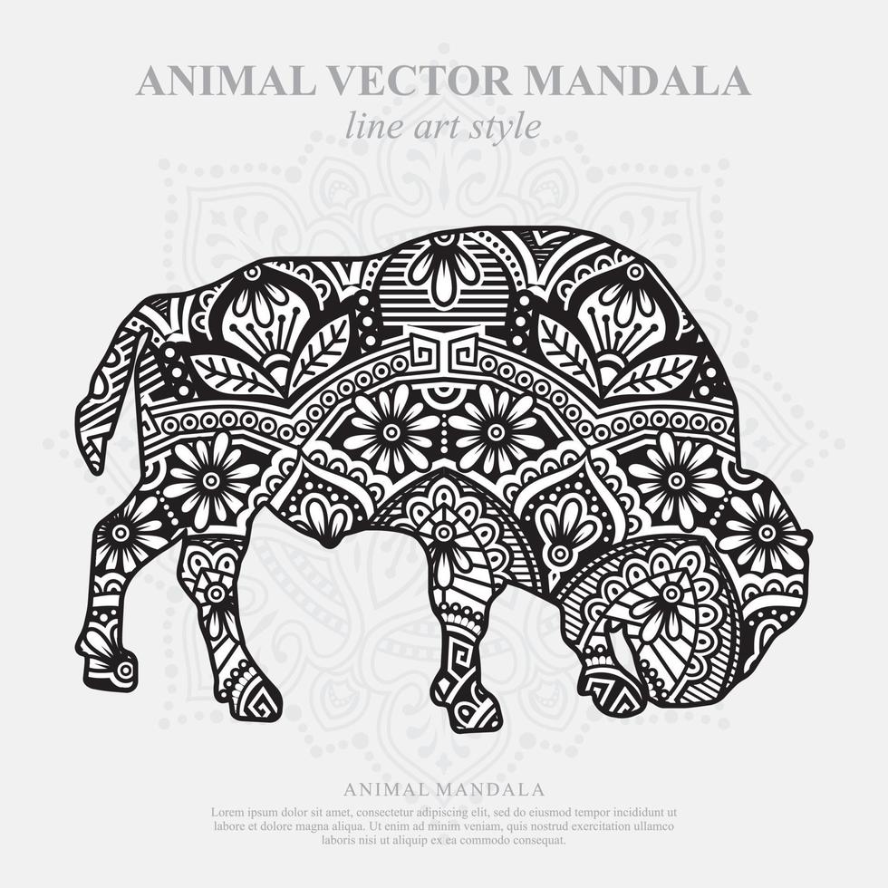 mandala de bison. éléments décoratifs vintage. motif oriental, illustration vectorielle. vecteur