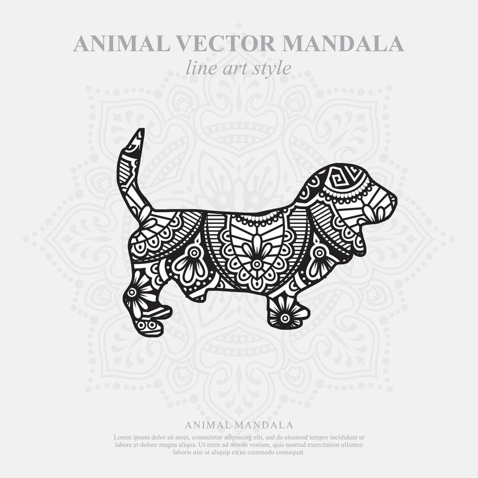 mandala de chien. éléments décoratifs vintage. motif oriental, illustration vectorielle. vecteur