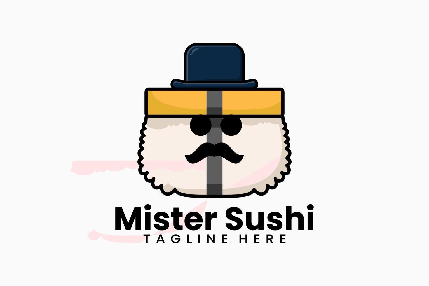 plat moderne modèle Monsieur Sushi logo vecteur