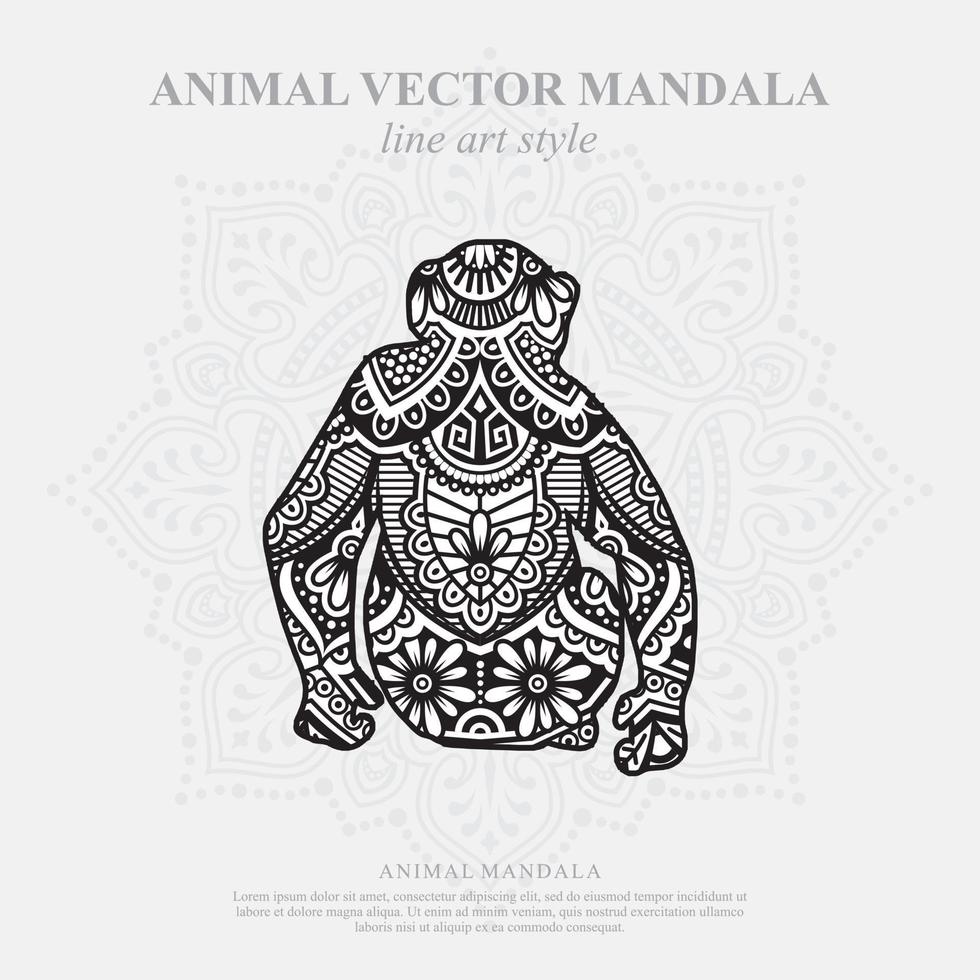 mandala de singe. éléments décoratifs vintage. motif oriental, illustration vectorielle. vecteur