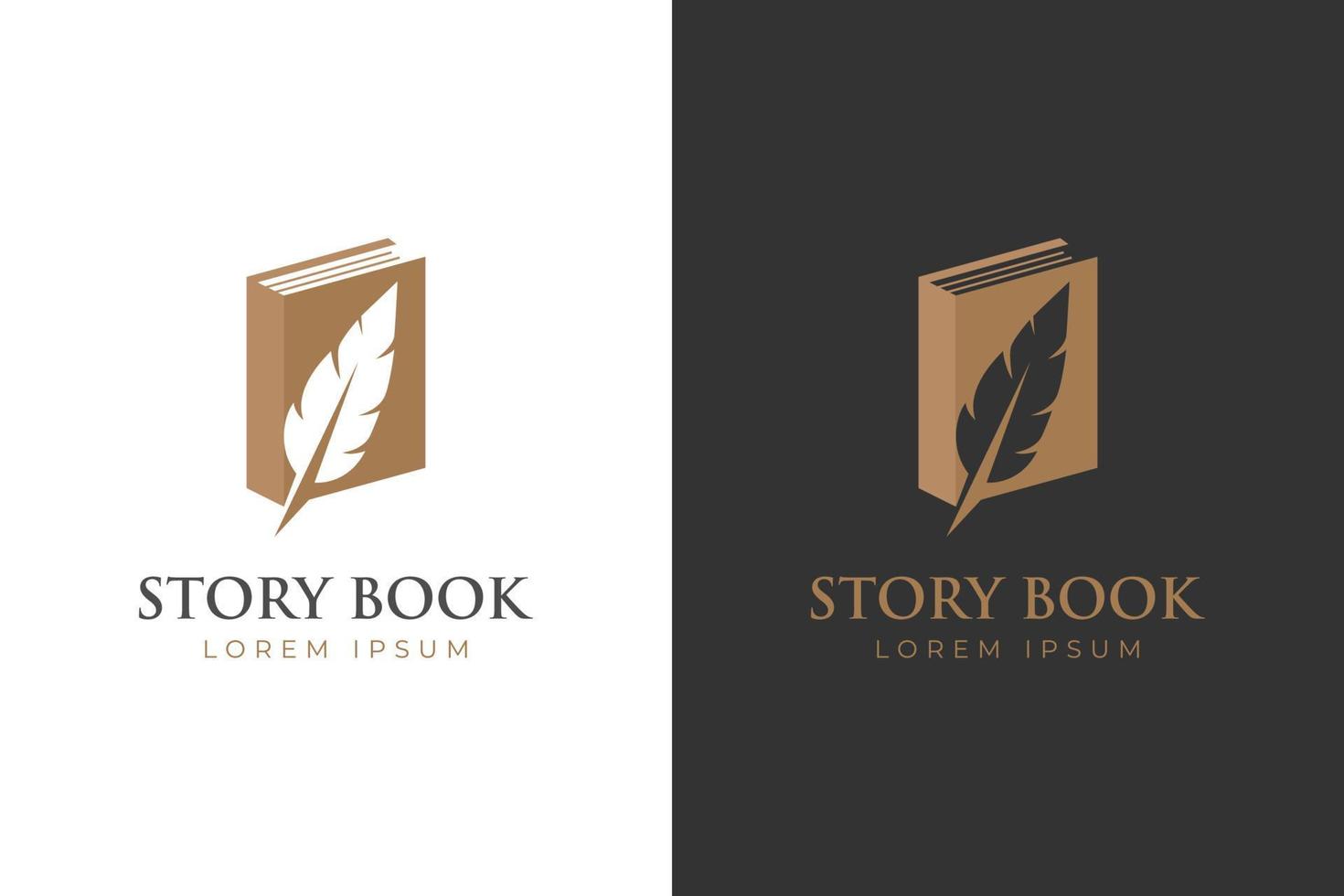 la vie de l'histoire du livre avec la conception d'icône de logo de plume peut être utilisée auteur, éducation, symbole d'encre de plume vecteur