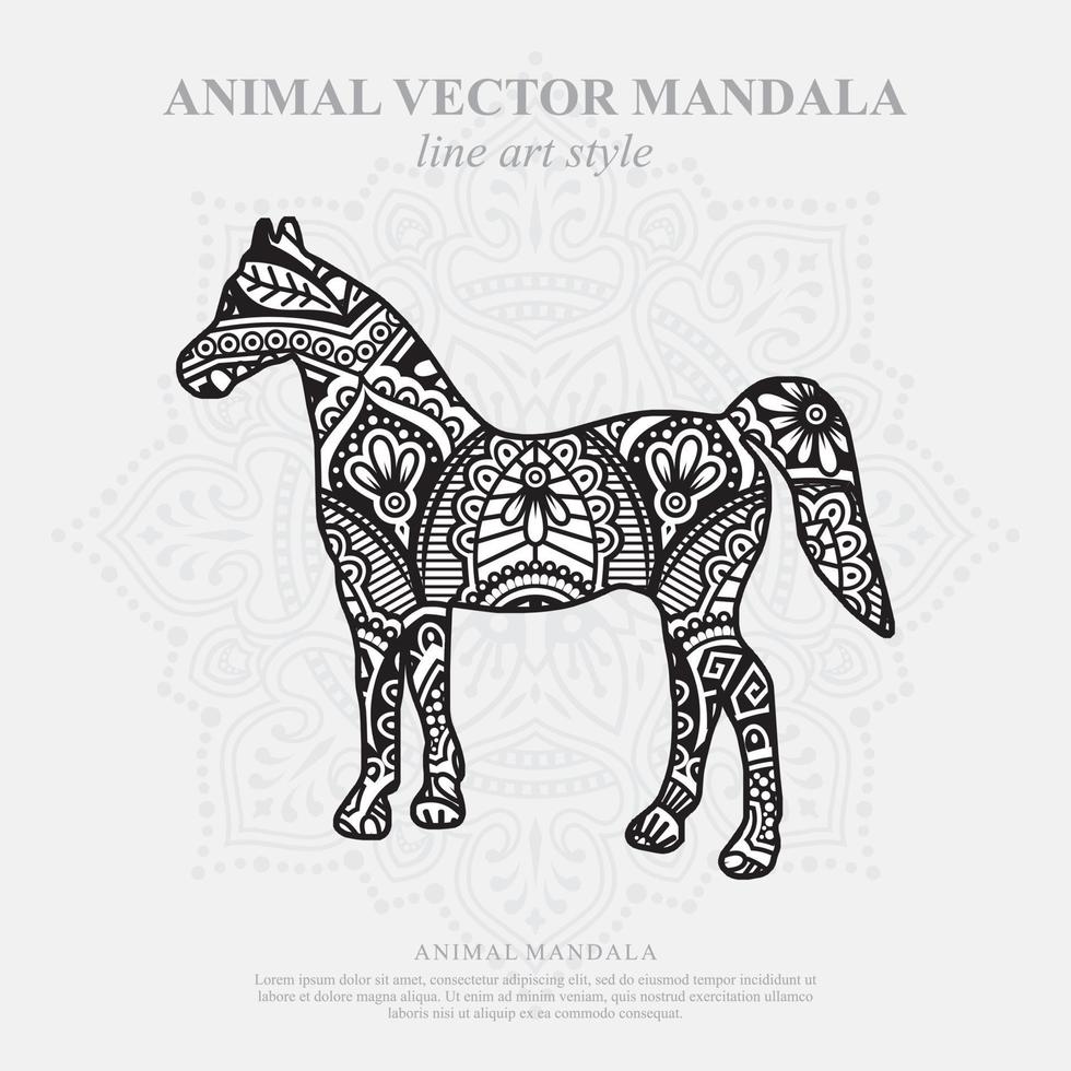 mandala de cheval. éléments décoratifs vintage. motif oriental, illustration vectorielle. vecteur