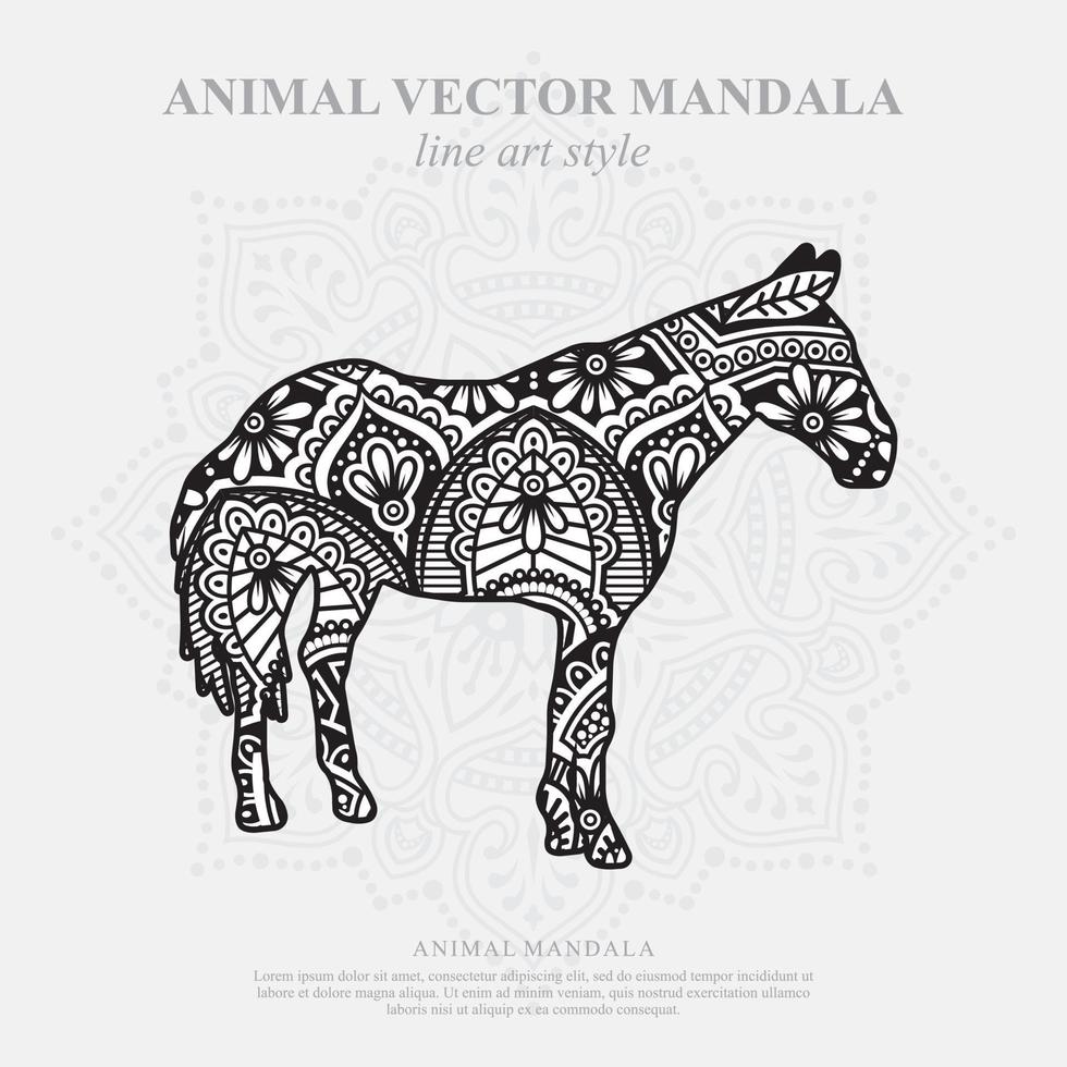 mandala de cheval. éléments décoratifs vintage. motif oriental, illustration vectorielle. vecteur