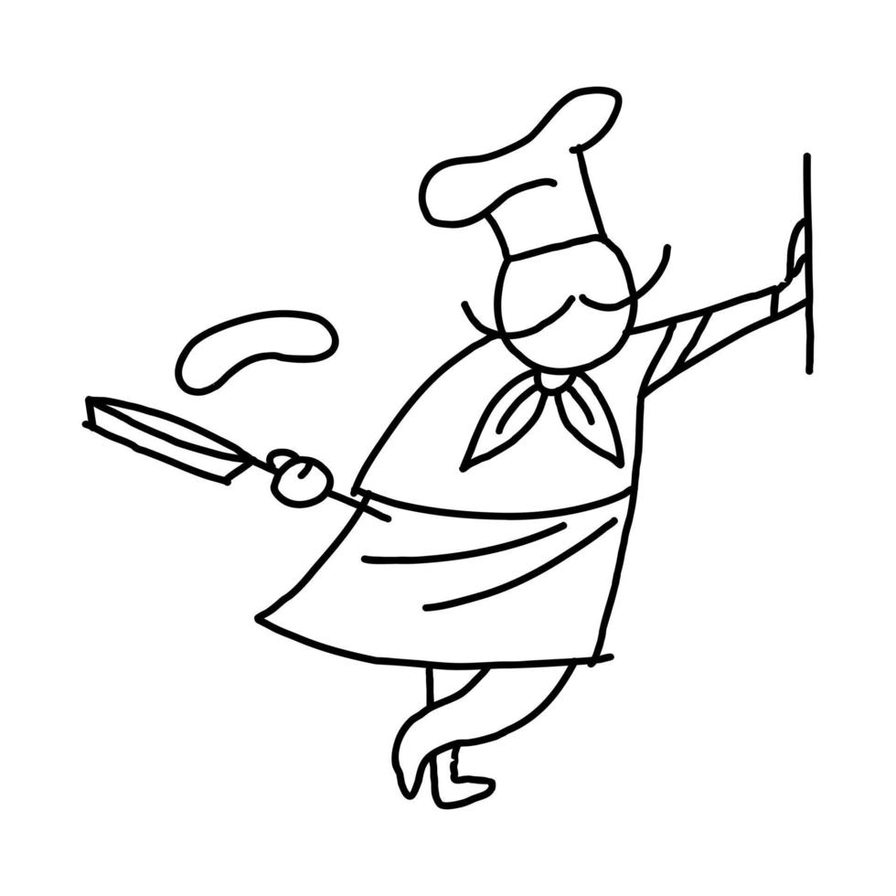 moustache cuisinier dans chef costume. dessin animé style. vecteur