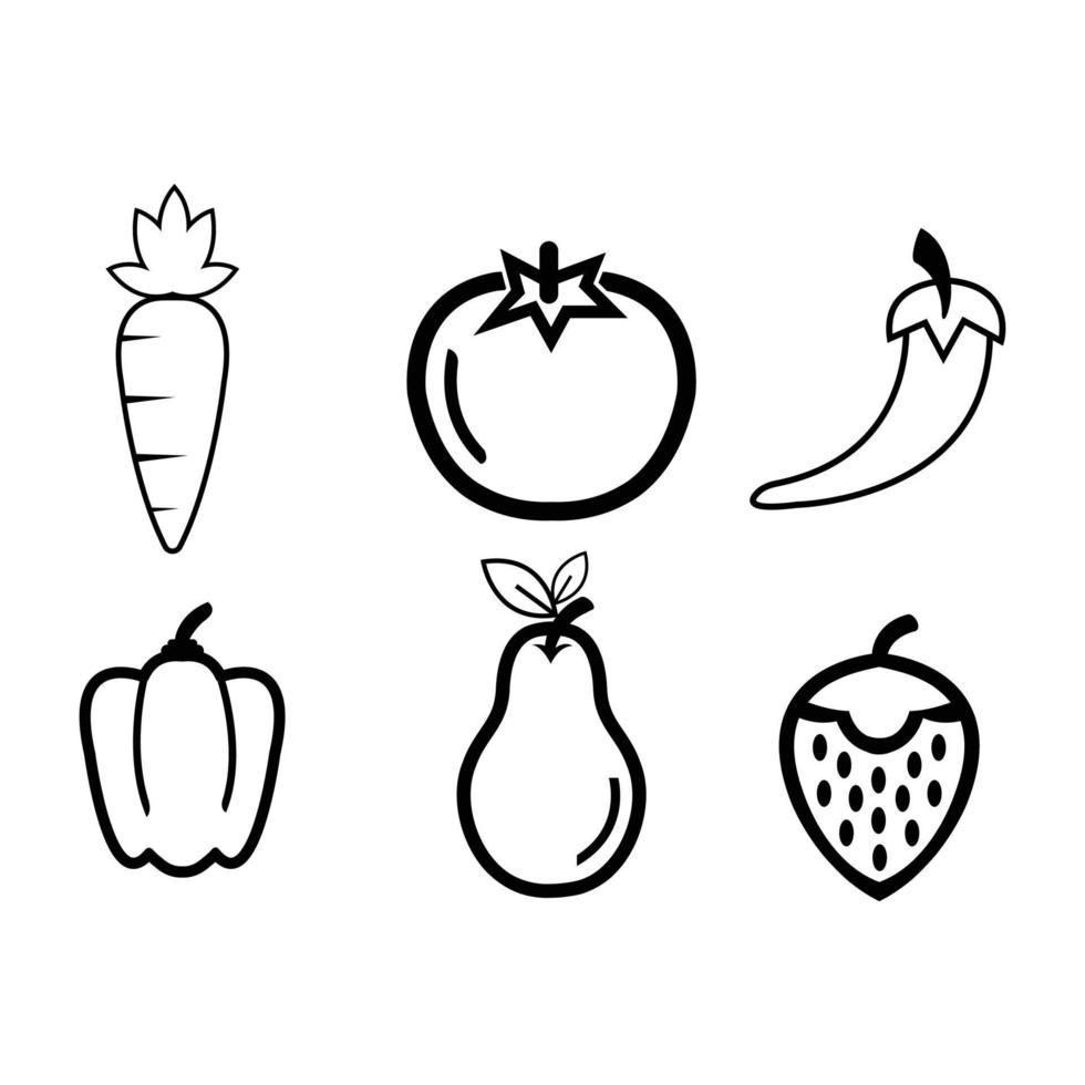 fruit et des légumes. biologique aliments. ensemble coloré Icônes. vecteur. ligne icône contour accident vasculaire cérébral vecteur