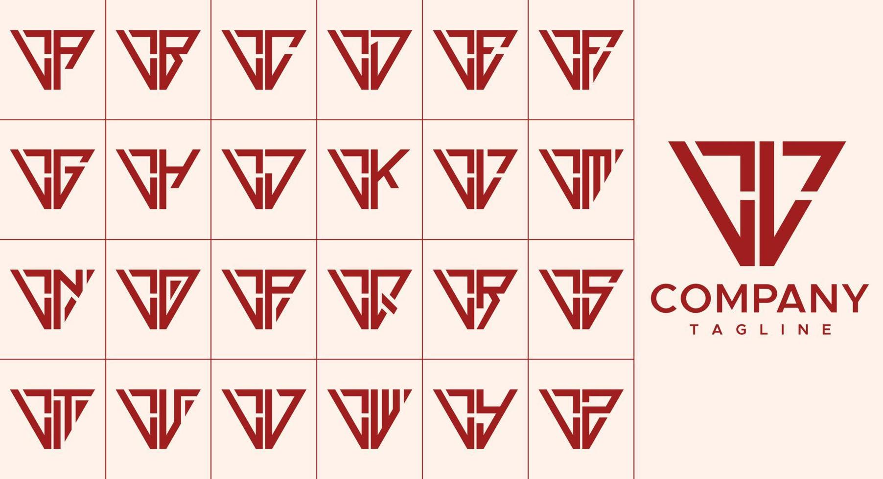 ensemble de moderne ligne Triangle lettre l logo conception. abstrait l initiale lettre. vecteur