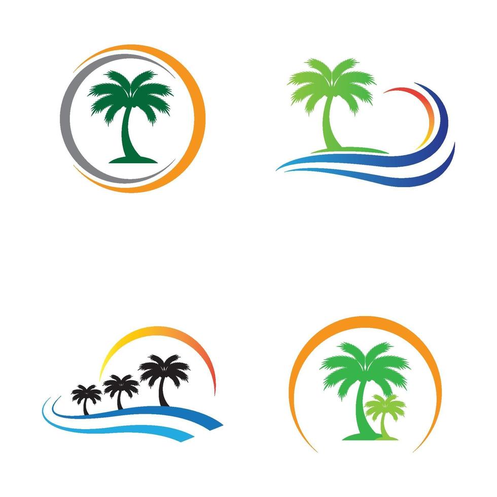 images de logo d'été de palmier vecteur