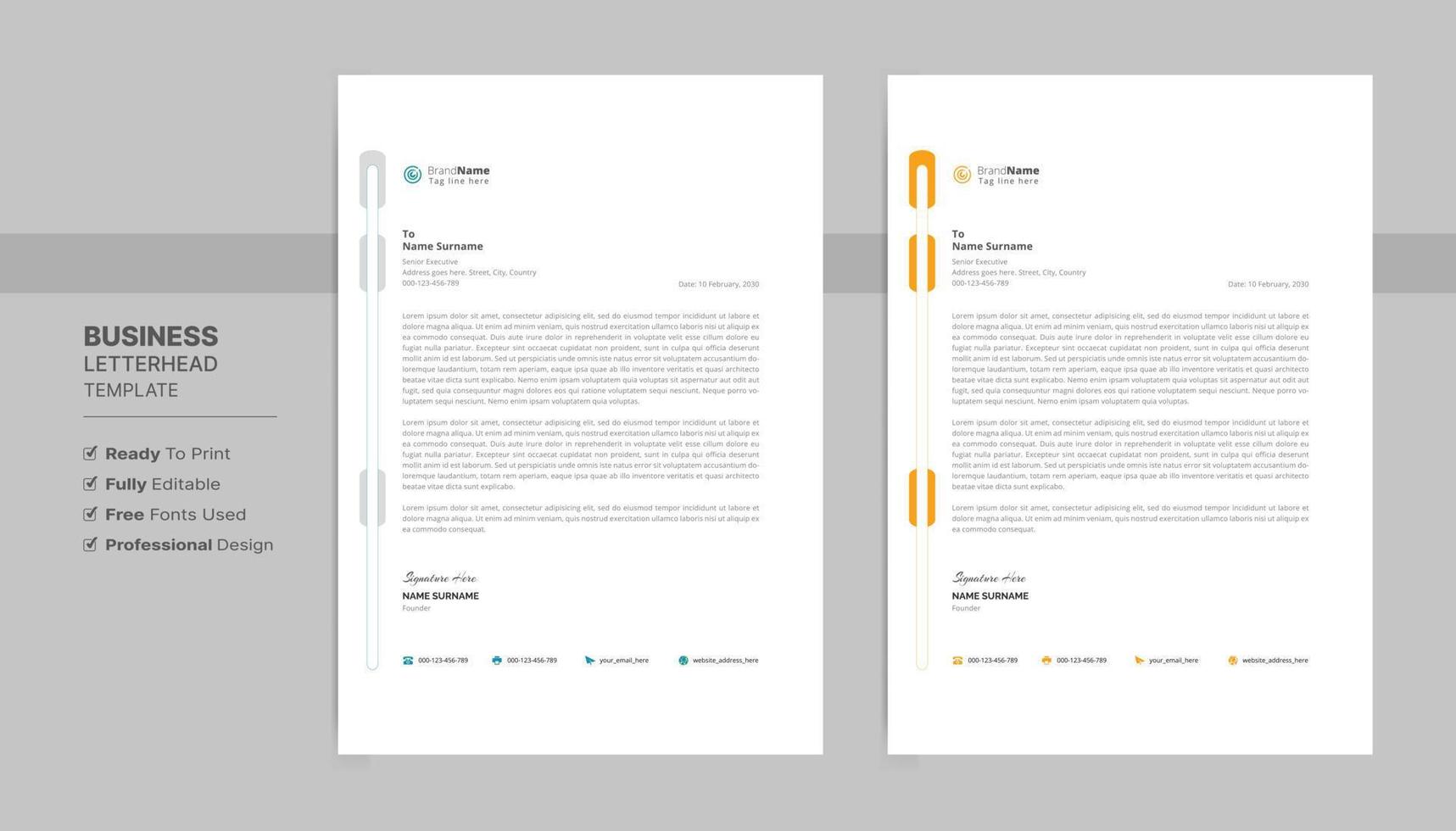 modèle de format de papier à en-tête, modèle de conception de papier à en-tête de style commercial. conceptions de modèles de papier à en-tête d'entreprise. vecteur