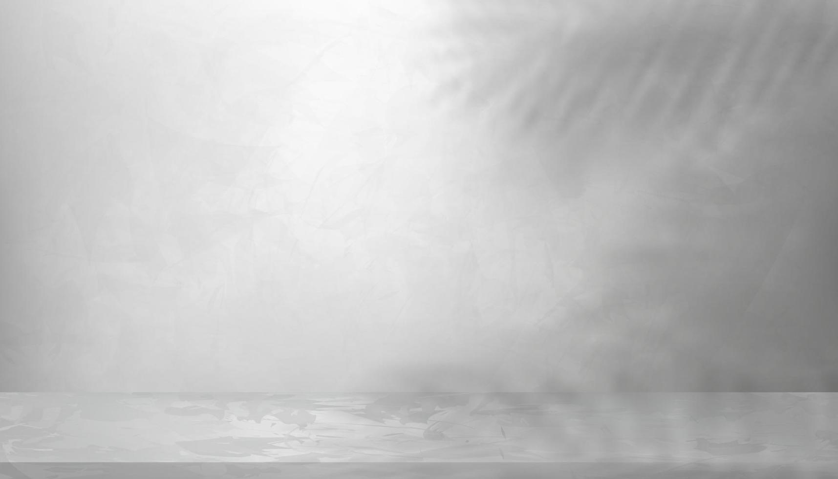 mur gris béton texture Contexte avec paume laisser ombre superposition, gris ciment sol, tropique feuille silhouette sur fissuré surface motif, toile de fond Contexte 3d afficher studio pour produit présentation vecteur