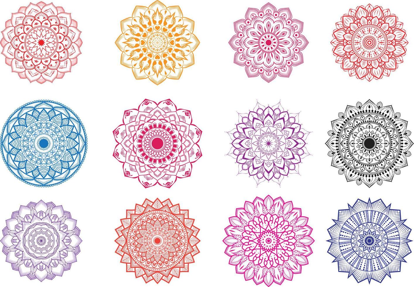 différent les types de mandala dessins vecteur