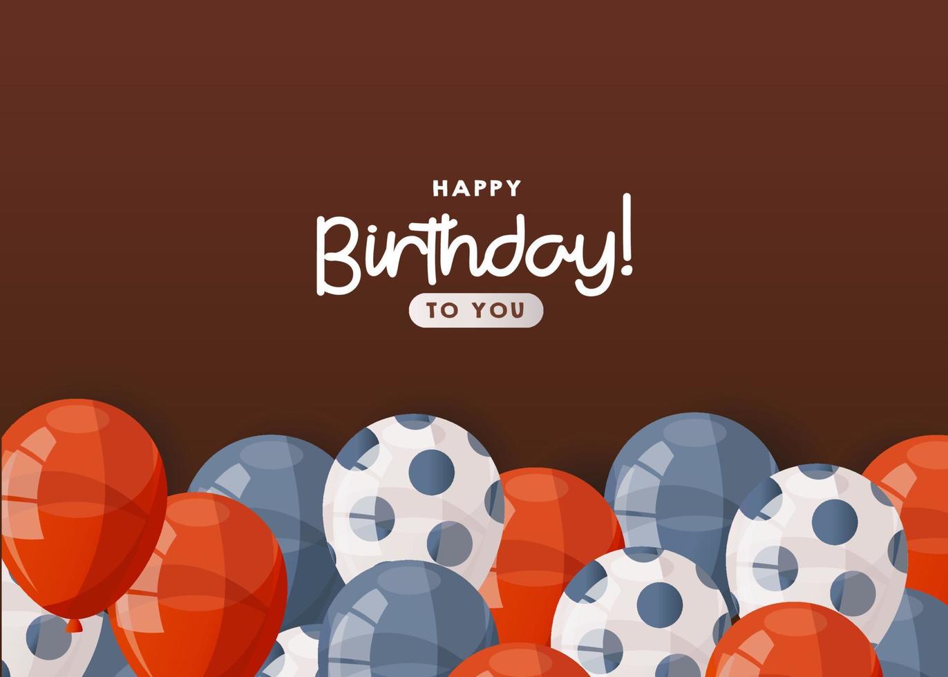 anniversaire marron carte avec brillant des ballons, manuscrit caractères. anniversaire faire la fête, fête, vacances, événement, de fête, toutes nos félicitations. bannière, prospectus, carte postale, couverture modèle. dessin animé vecteur