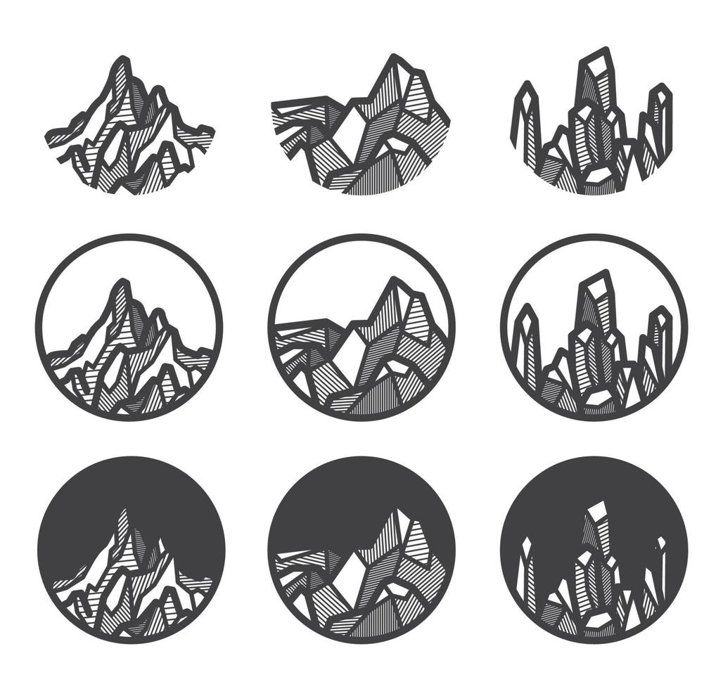 jeu d'icônes de logo de montagne. vecteur