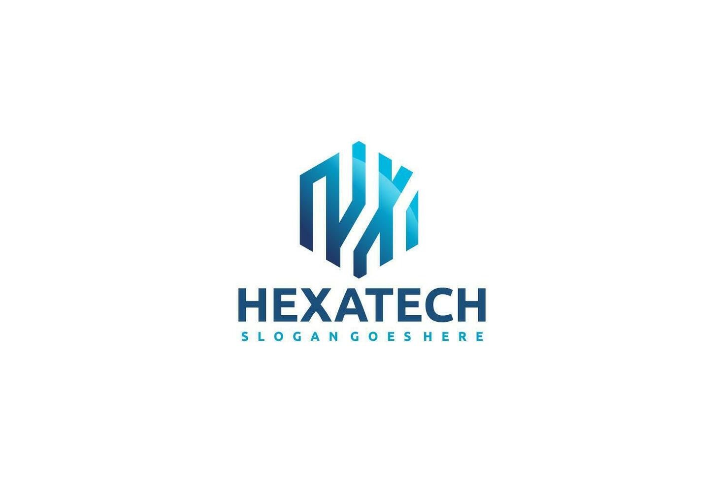 Logo hexagonal bleu vecteur