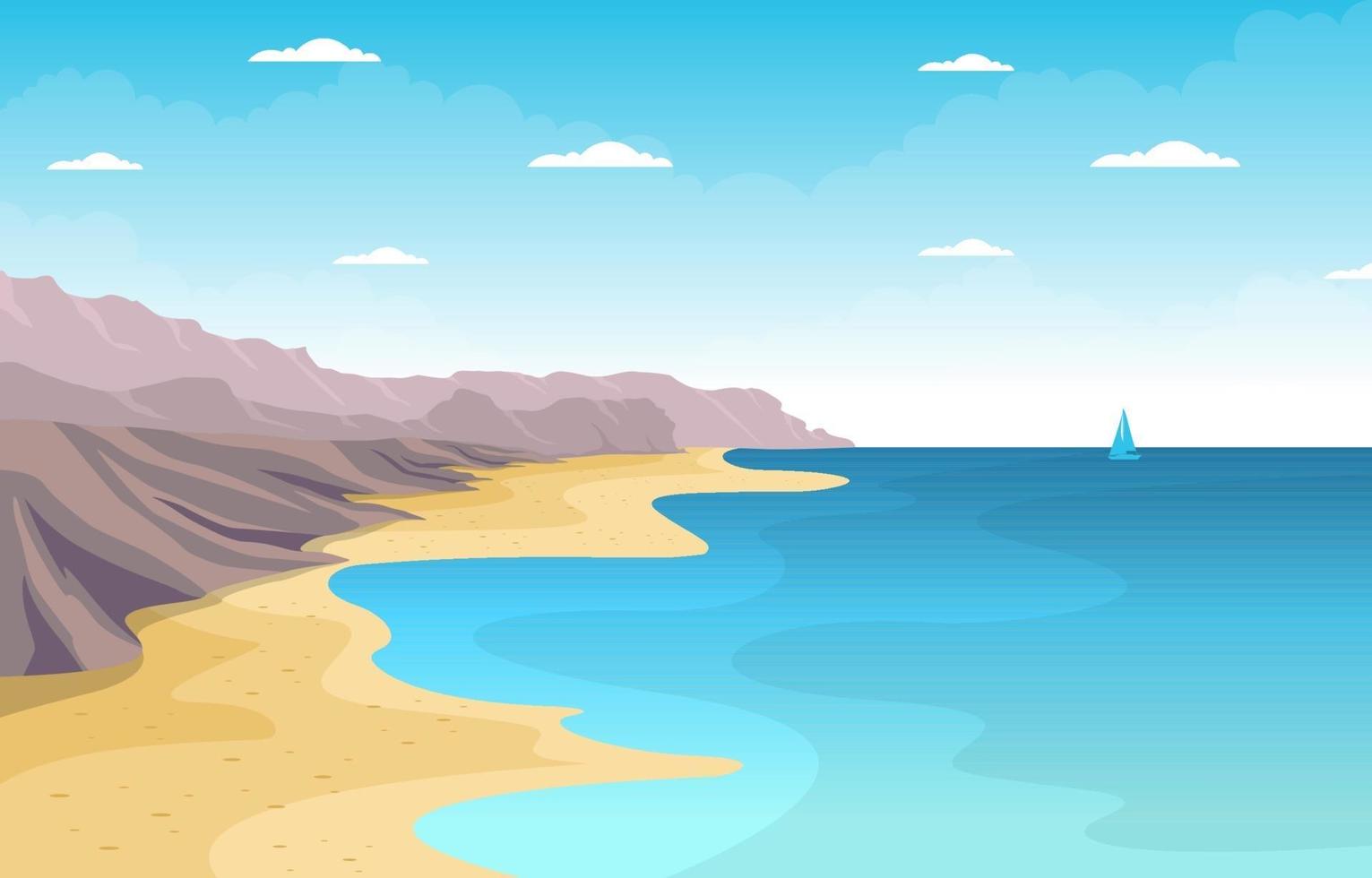 belle illustration de paysage de plage panorama vecteur