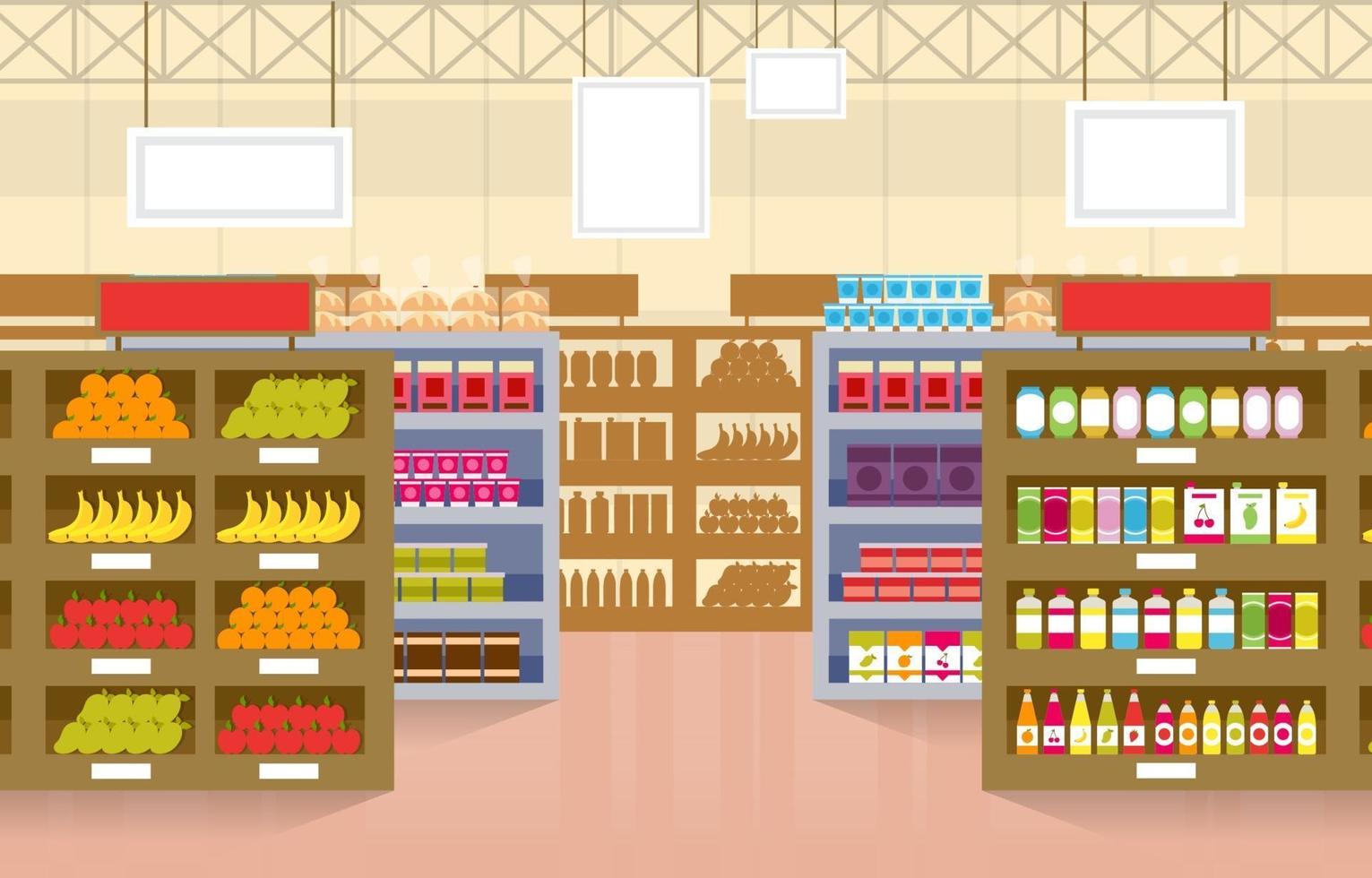 illustration de plat intérieur supermarché épicerie vecteur