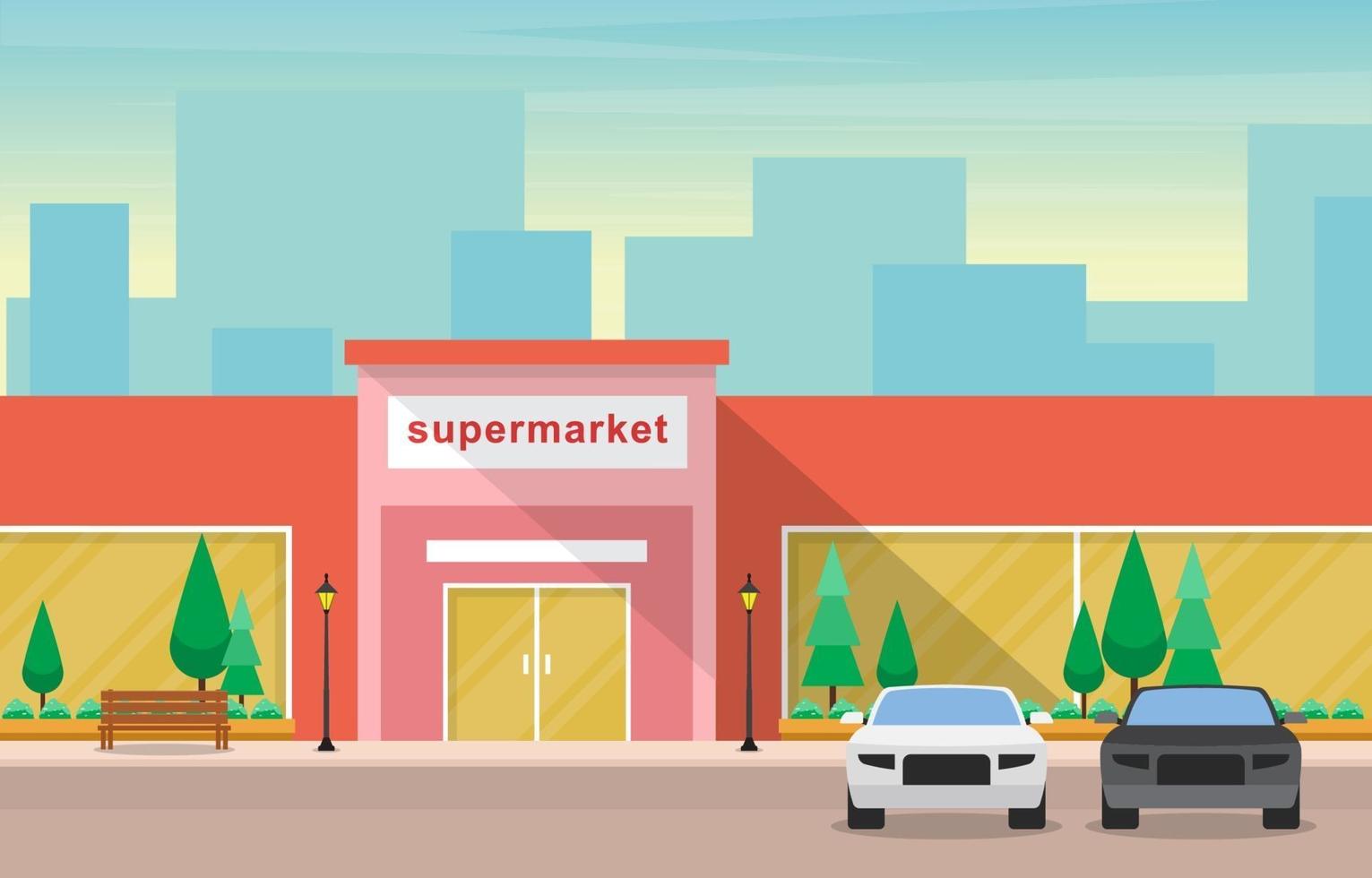 épicerie de supermarché en illustration plat ville vecteur