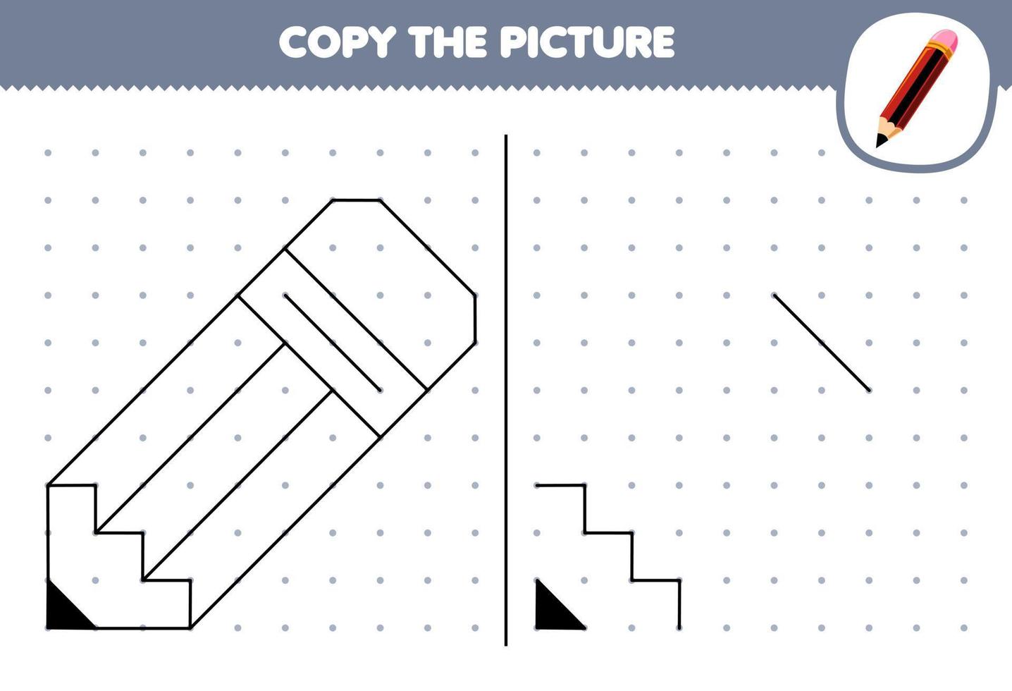 éducation Jeu pour les enfants copie mignonne dessin animé crayon image par de liaison le point imprimable outil feuille de travail vecteur