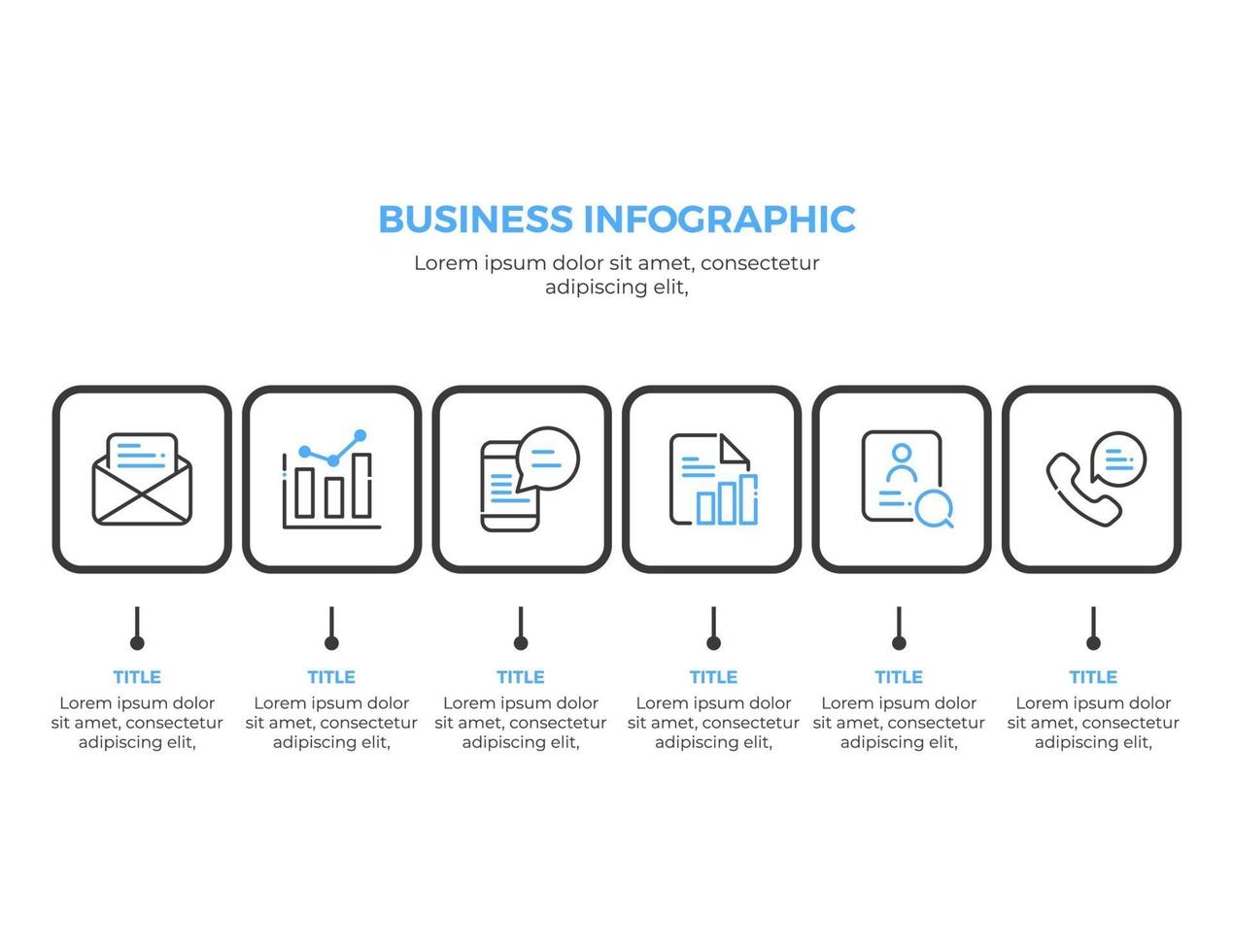 Éléments infographiques commerciaux en 6 étapes vecteur