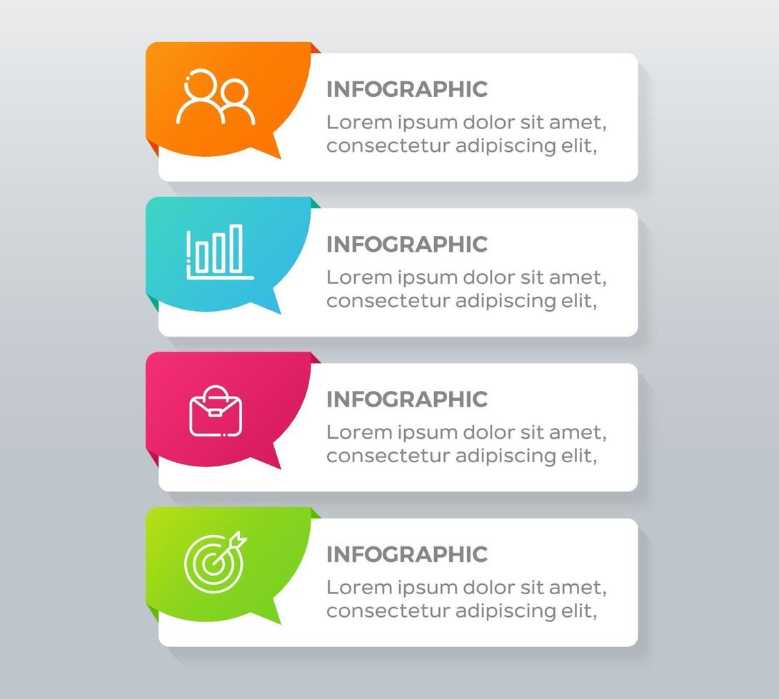 élément infographique avec 4 étapes ou options vecteur