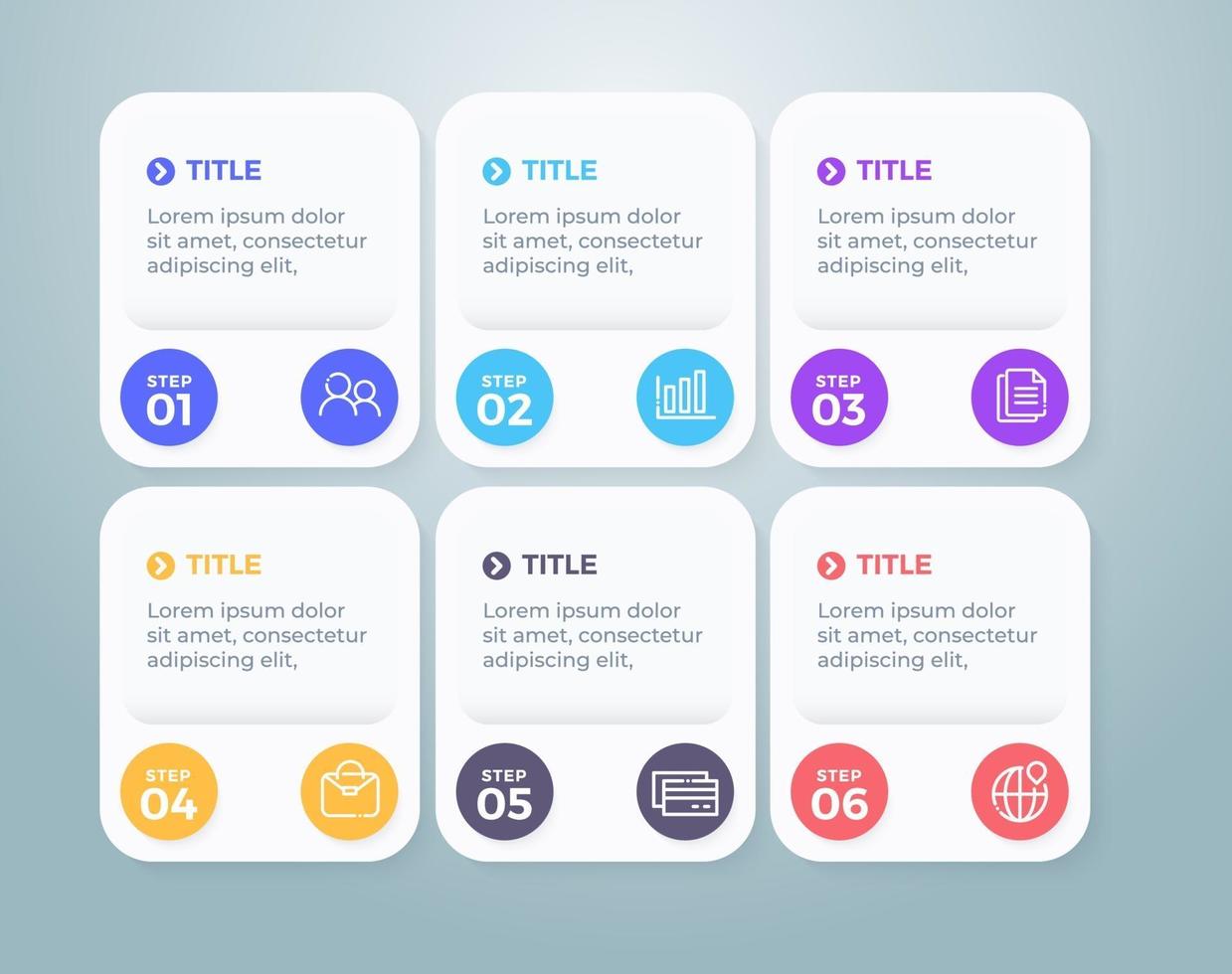 modèle de conception infographique de vecteur avec options de 6 étapes