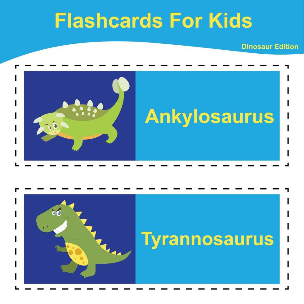 vecteur ensemble de dinosaure collections flashcard. dinosaure éducatif imprimable flashcards. vecteur affiche pour préscolaire éducation.