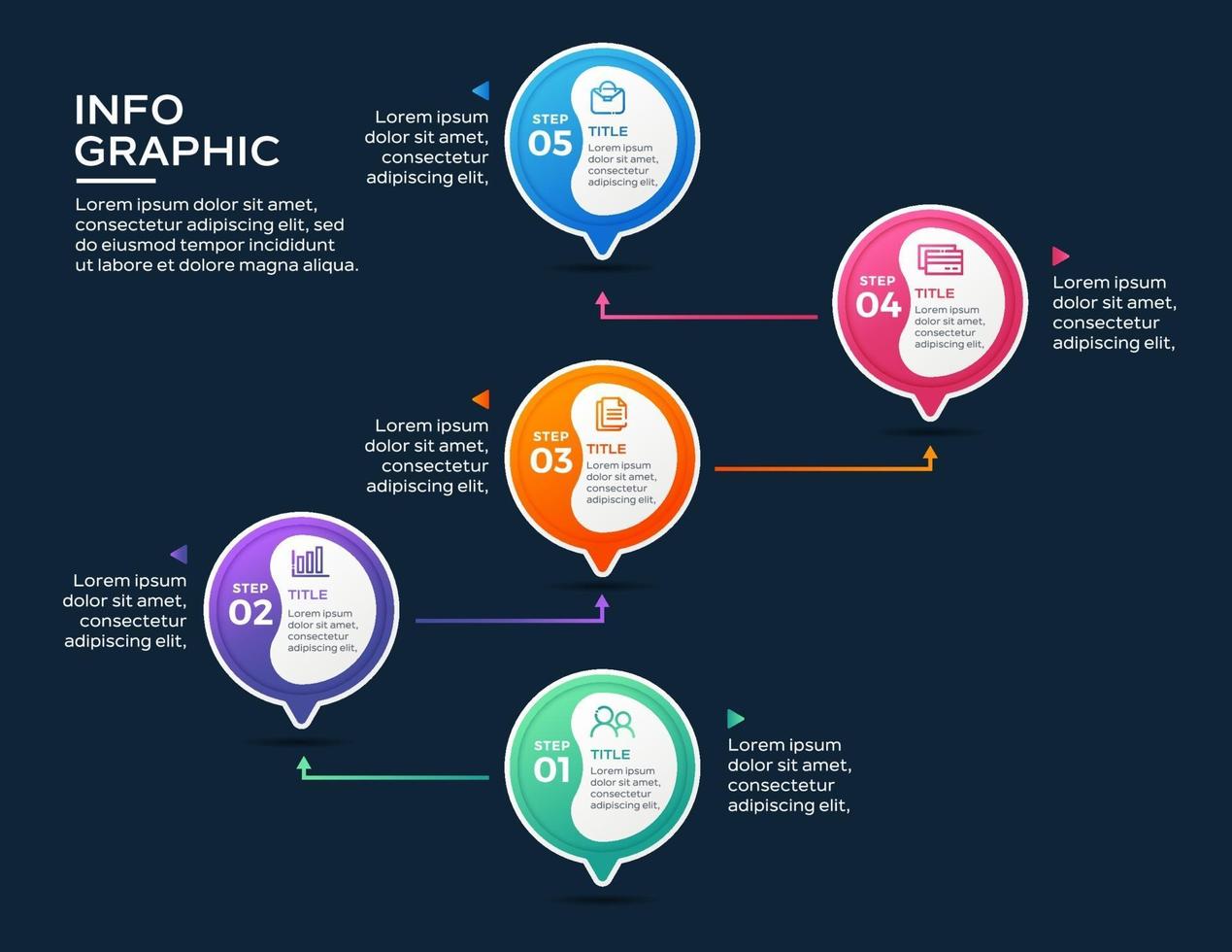 modèle de conception d'étiquette infographie vectorielle avec icônes et 5 options ou étapes vecteur