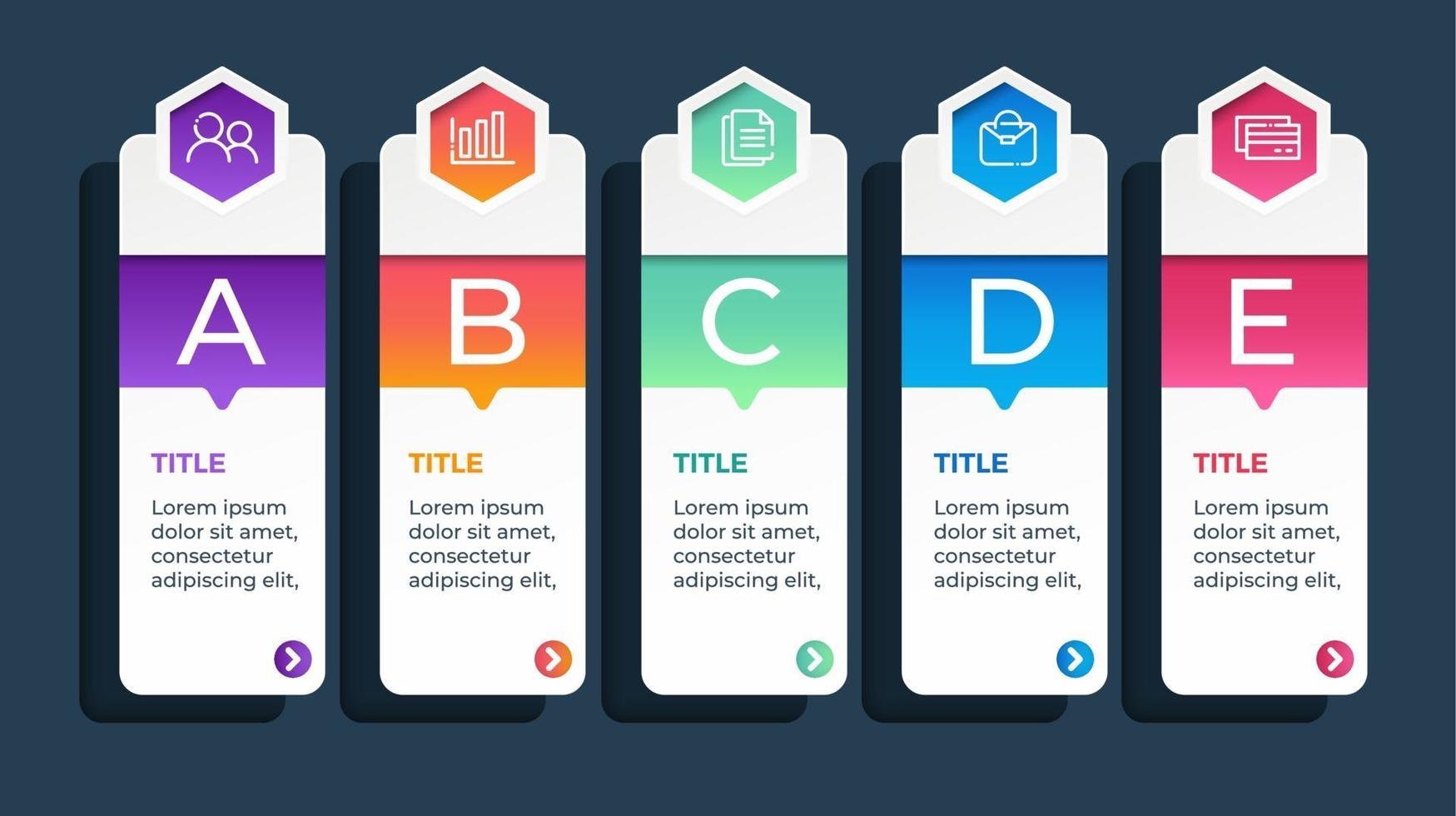 modèle d'infographie de présentation entreprise avec 5 options. illustration vectorielle vecteur