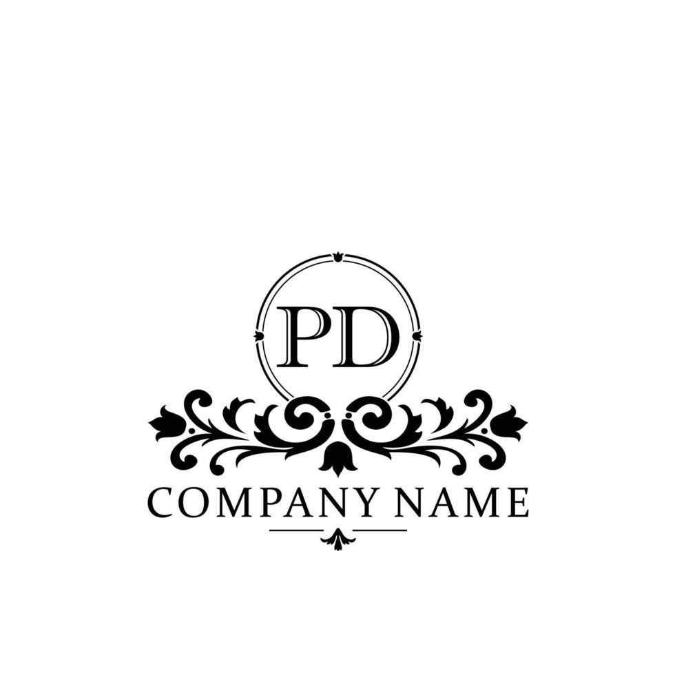 lettre pd floral logo conception. logo pour femmes beauté salon massage cosmétique ou spa marque vecteur