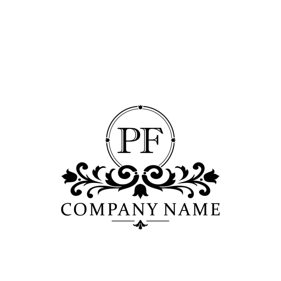 lettre pf floral logo conception. logo pour femmes beauté salon massage cosmétique ou spa marque vecteur