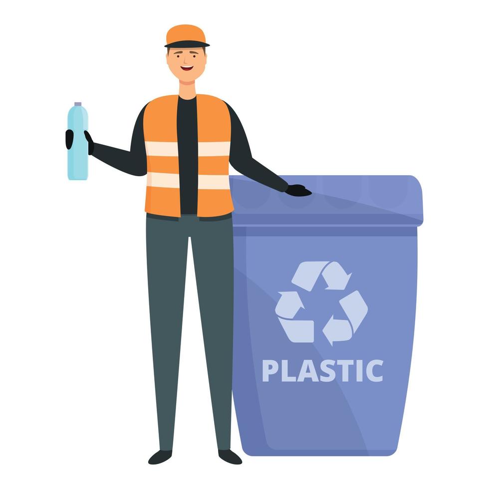 Plastique des ordures poubelle icône dessin animé vecteur. rue nettoyeur vecteur