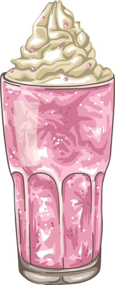 fraise Milk-shake chaud Chocolat main tiré café tasse illustration vecteur