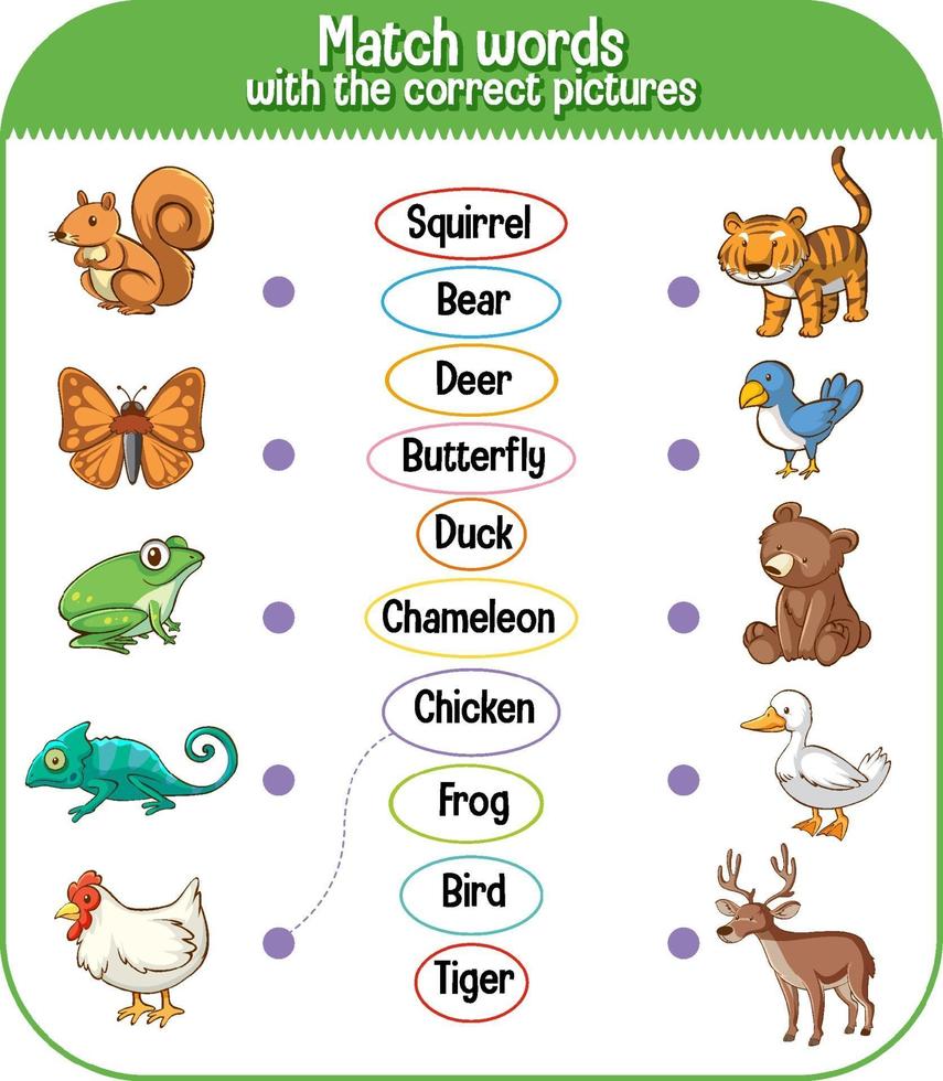 faire correspondre les mots avec le jeu d'images correct pour les enfants vecteur