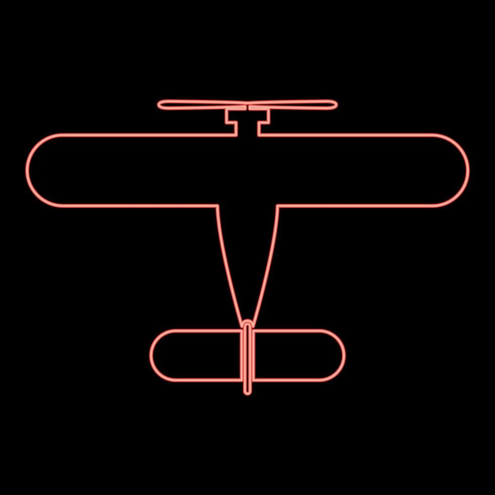 néon hélice avion rétro ancien petit avion Célibataire moteur rouge Couleur vecteur illustration image plat style