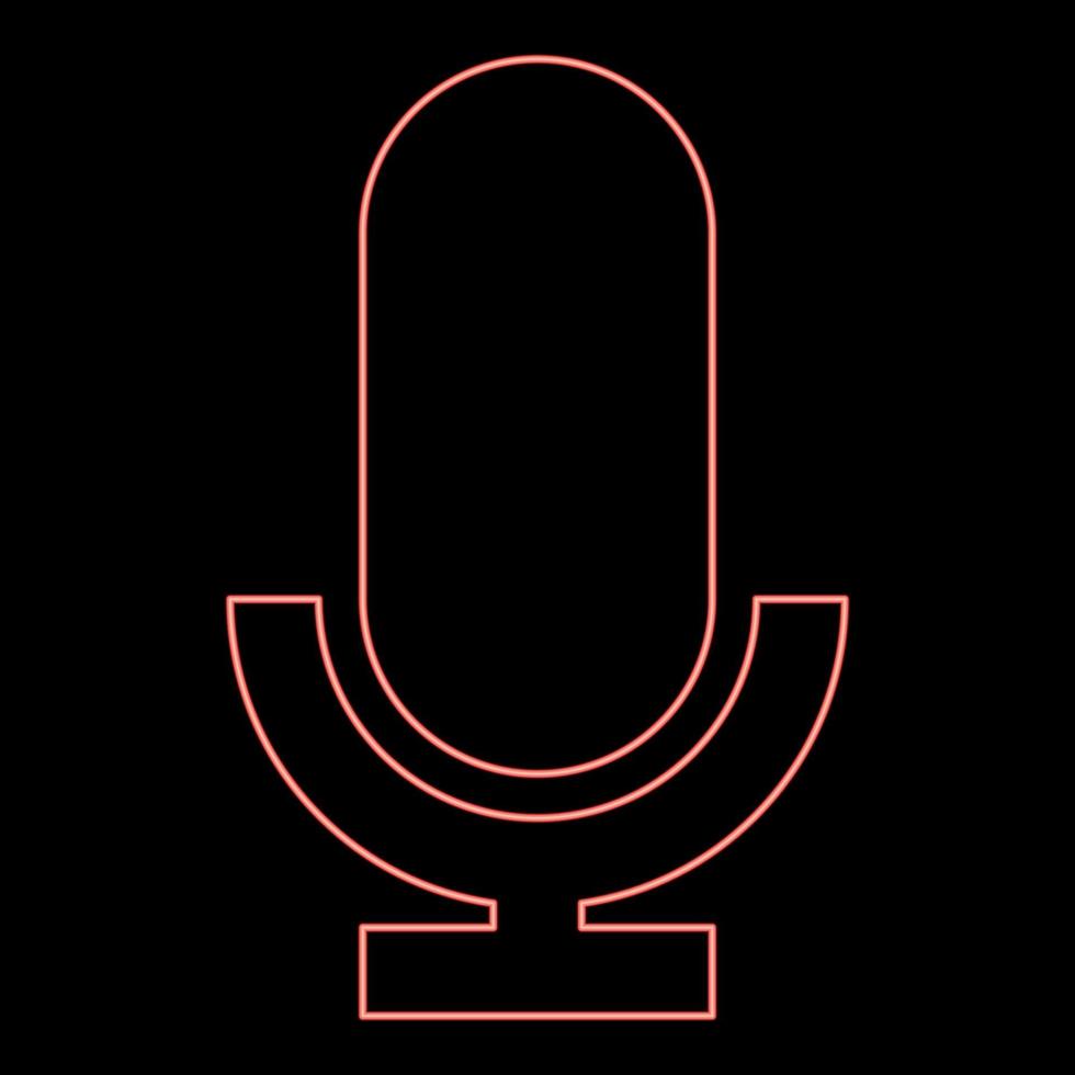 néon microphone rouge Couleur vecteur illustration image plat style