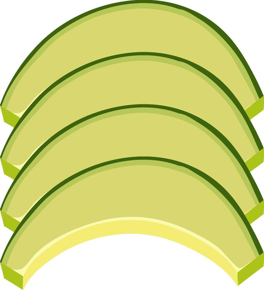 Tranches de melon vert en deux sur fond blanc vecteur