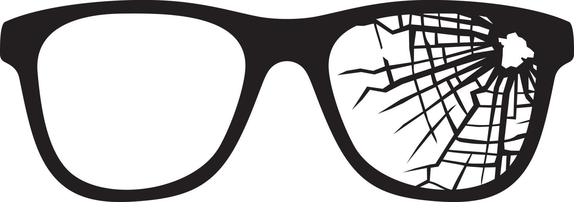 cassé des lunettes noir blanc vecteur illustration