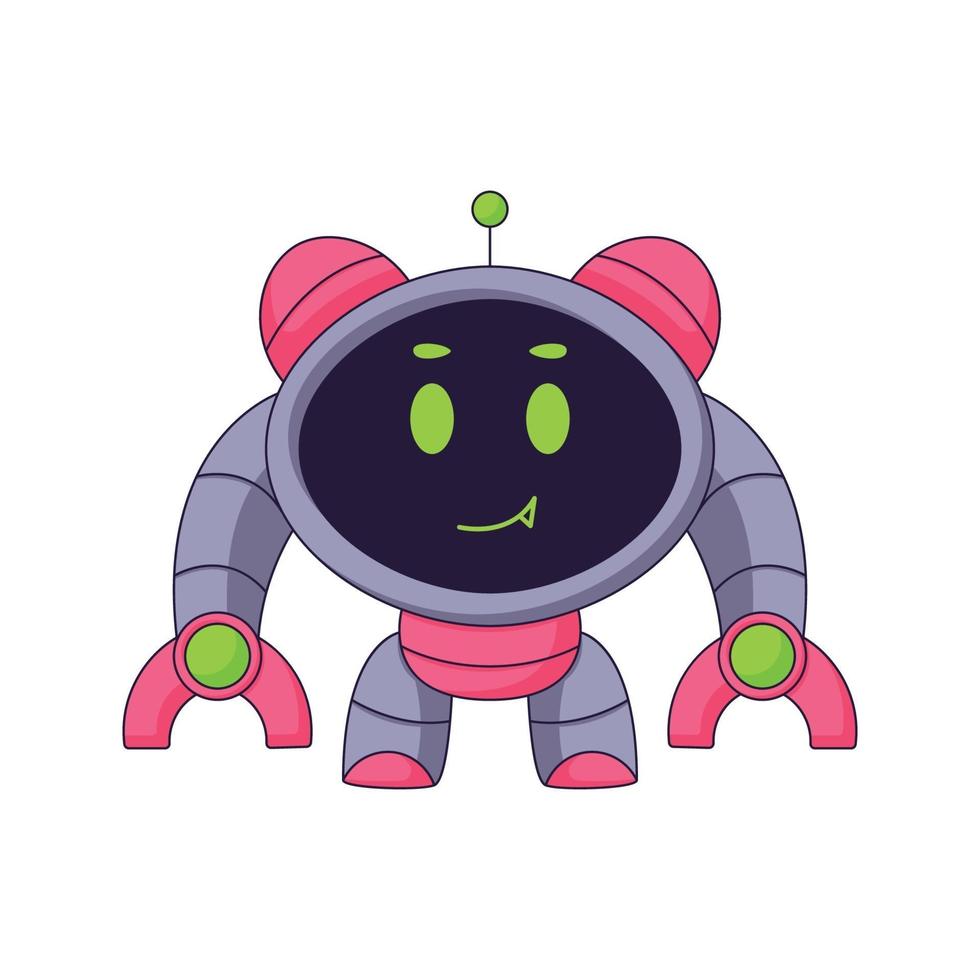 Dessin animé de robot mignon doodle design de concept dessiné à la main vector art illustration kawaii