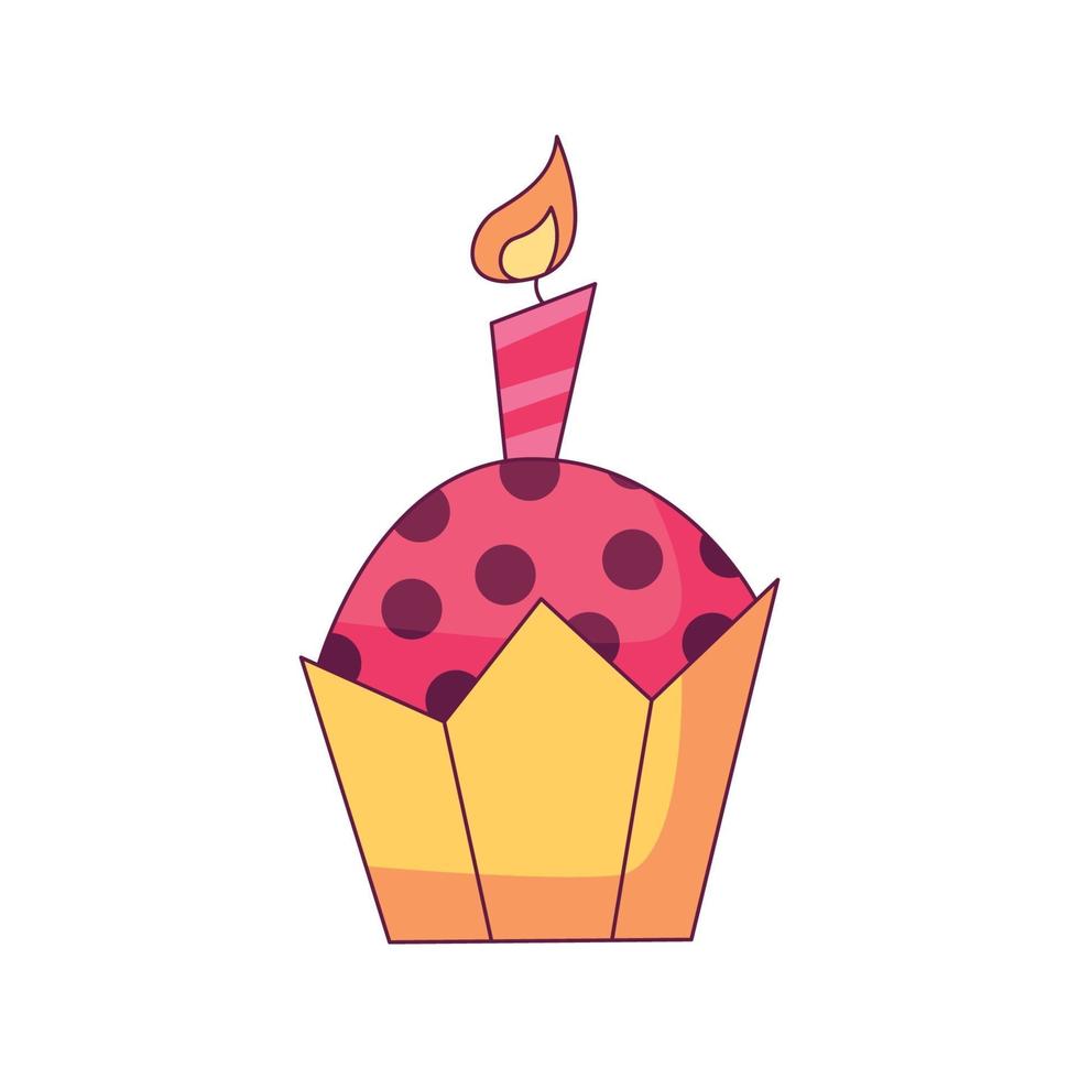 anniversaire cup cake cartoon doodle dessiné à la main concept vector illustration kawaii