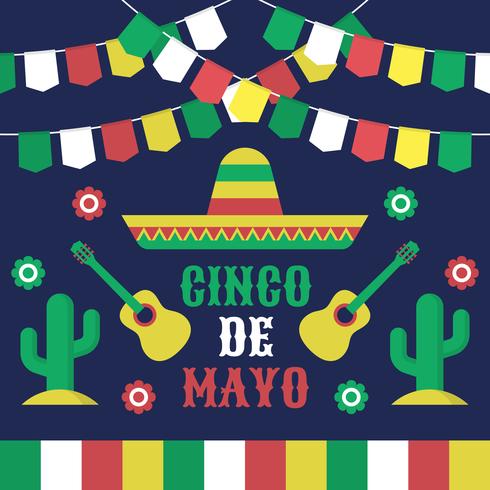 Cinco De Mayo Collection de style plat de célébration vecteur