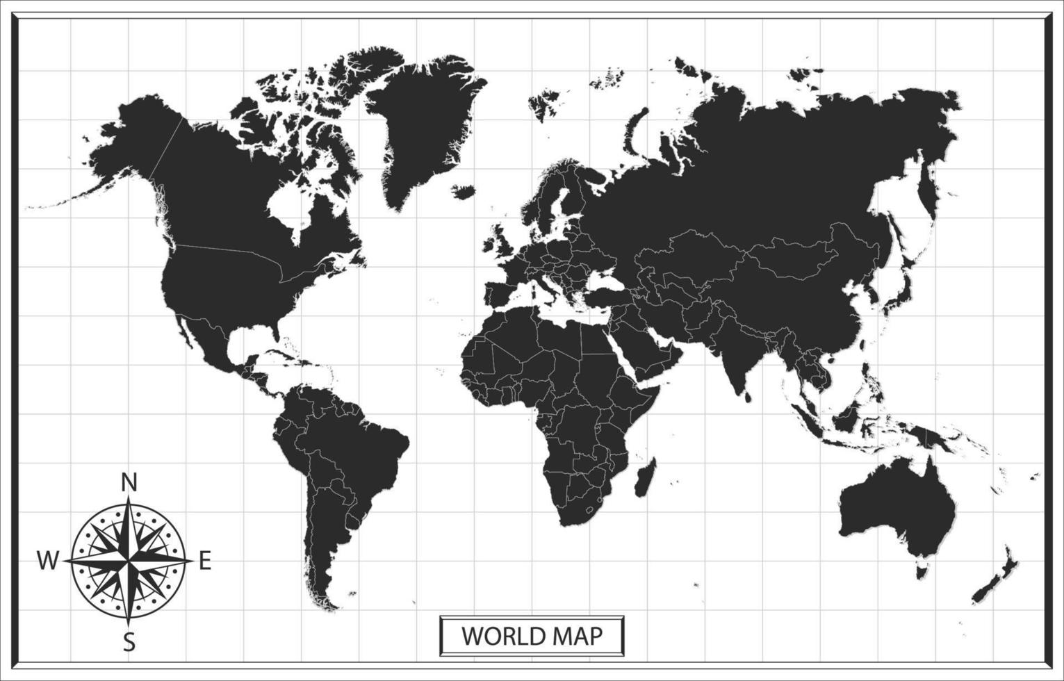 noir et blanc monde carte modèle vecteur